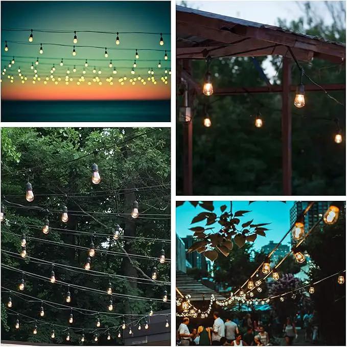 Hometown Evolution, Inc. 50 Foot E26 LED Outdoor Commercial String Lights with 25 Suspended Sockets and S14 LED Filament 1 Watt Bulbs by GreenHaven Gardens