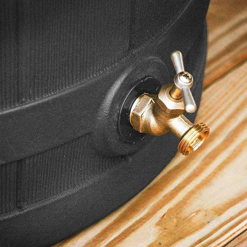 Good Ideas Rain Wizard 50 Gallon Plastic Outdoor Home Rain Barrel Water Storage Collector with Brass Spigot and Flat Back Design, Black (4 Pack) by GreenHaven Gardens