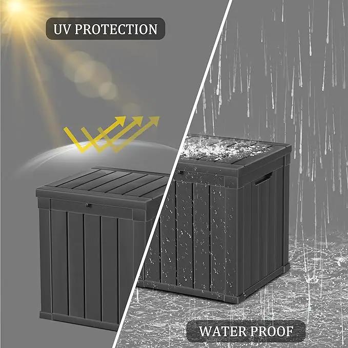 48 Gallon Outdoor Storage Box, Waterproof Resin Deck Box for Patio, Pool, and Garden, Lockable Bin for Cushions, Tools, and Accessories, UV-Resistant, Black by GreenHaven Gardens