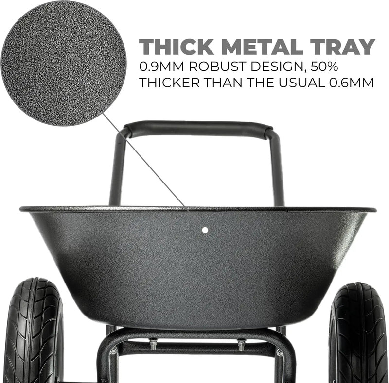 XtremepowerUS Dual-Wheel Utility Wheelbarrow Garden Cart Built-in Stand Flat-Free 16" Tires 5 cu/ft. 330 LBS Capacity Metal Tray for Lawn, Gardening by GreenHaven Gardens