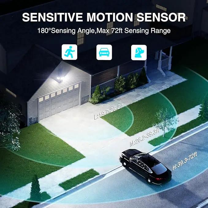 85W LED Security Lights Motion Sensor Light Outdoor, 8500LM Dusk to Dawn, IP65 Waterproof, 6500K, 3 Head Motion Detected Flood Light, Floodlight for Outside, Garage, Yard, Porch (Brown) by GreenHaven Gardens