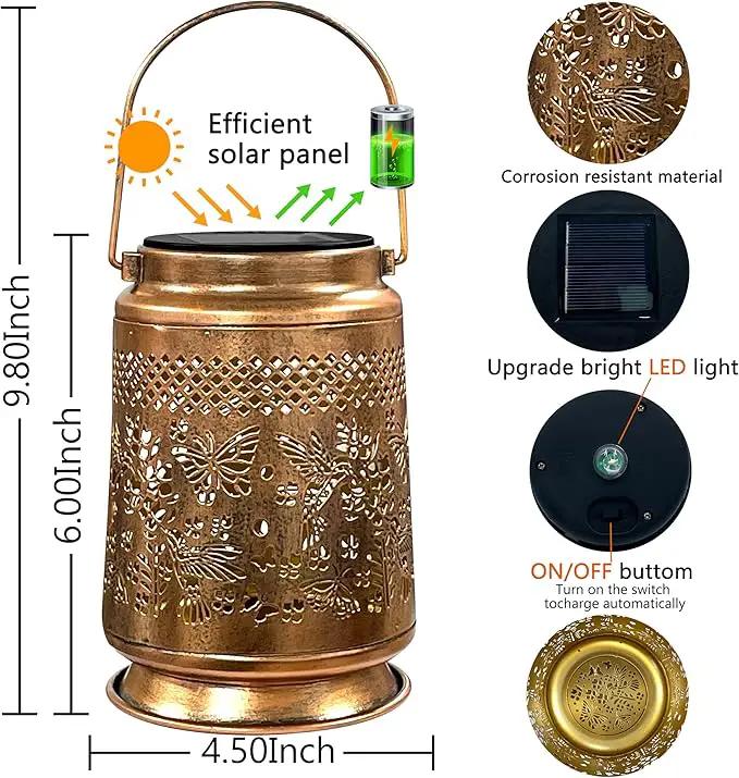 KY&BOSAM Solar Lanterns Outdoor Waterproof Hummingbird & Butterfly Lantern Garden Decor Birthday Gifts for Women Mom Metal Solar Lights Outdoor Lantern Hanging Outside for Yard Backyard Pathway Patio by GreenHaven Gardens