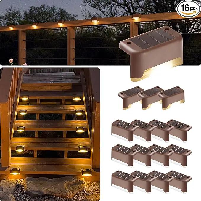 GIGALUMI Led Solar Deck Lights, 16 Pack Waterproof for Outdoor Stairs, Step, Fence, Railing, Yard and Patio (Warm White) by GreenHaven Gardens