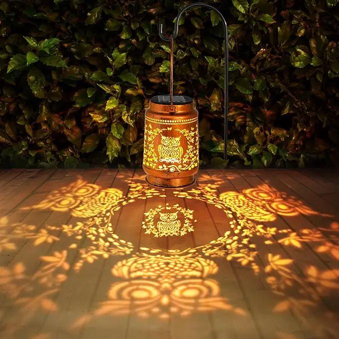 Solar Lanterns Outdoor Garden Decor, Gifts for Women, Mom, Grandma, Birthday, Thanksgiving, Decorative Waterproof Hanging Metal LED Light for Yard, Patio, Lawn, Landscape, Backyard (Owl) by GreenHaven Gardens