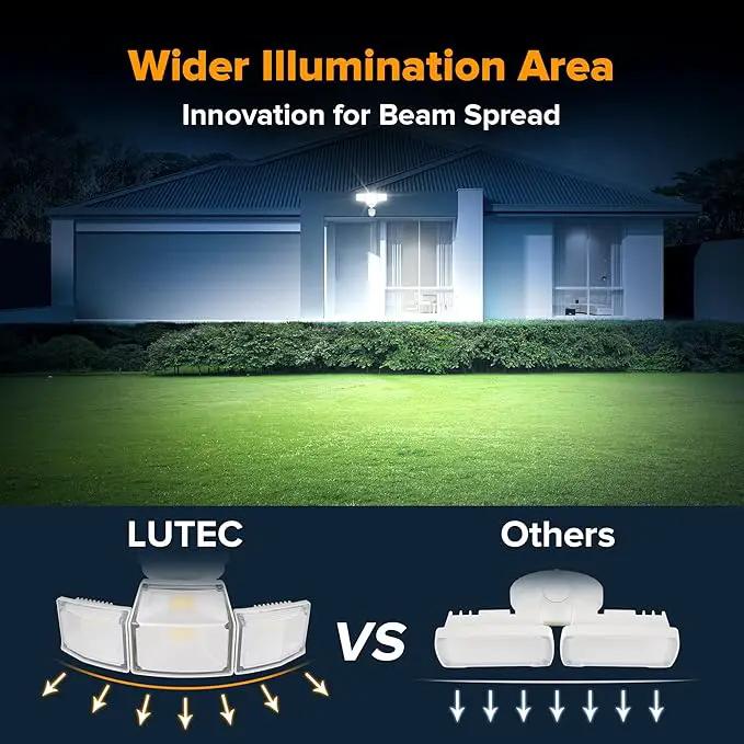 LUTEC 80W 9000LM LED Security Lights Motion Sensor Outdoor Lights, 4 Head LED Flood Light Outdoor 5000K Daylight, IP65 Waterproof, Motion Detected Light for Outside, Garage, Yard - 2 Pack (White) by GreenHaven Gardens