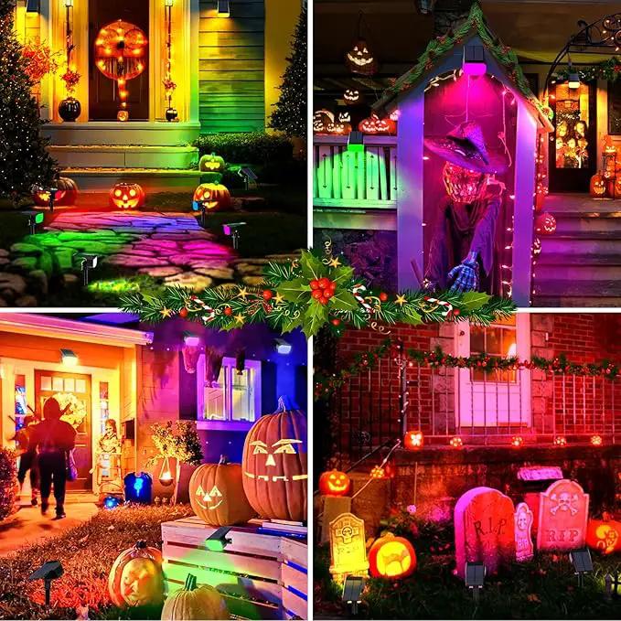 Solar Spot Lights Outdoor Color Changing, [7 Mode/12 Pack] Christmas Landscape Spotlights, Solar Lights Outdoor Waterproof, Led Powered Flood Light for Outside Pathway Yard Garden Tree Walkway by GreenHaven Gardens