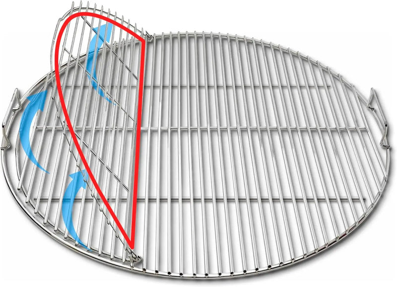 SnS Grills Slow ‘N Sear EasySpin Charcoal Grill Cooking Grate - Compatible with Weber and Other Grills, 2-Zone Stainless Steel Hinged Replacement - Tailgating & Backyard Cooking - 26” Inches by GreenHaven Gardens