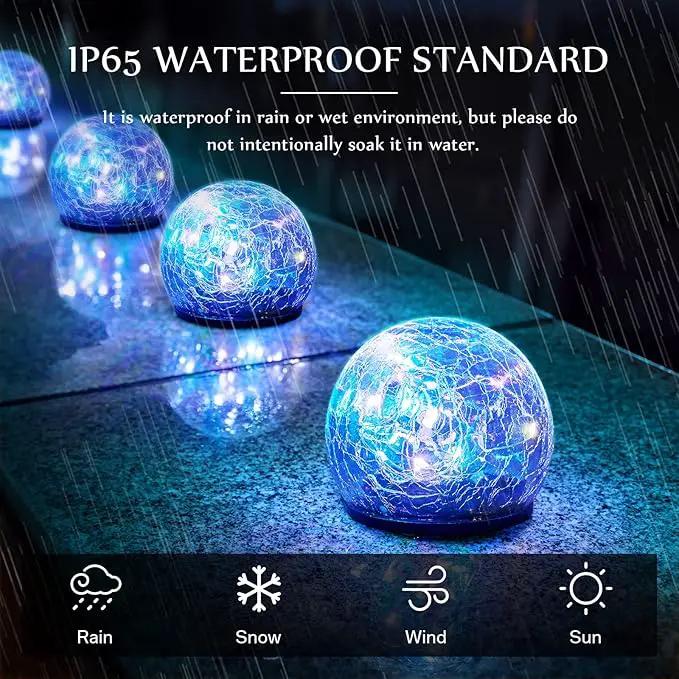 Honoson Decorative Solar Globe Lights Outdoor Waterproof LED Cracked Glass Ball Lights for Pathway, Walkway, Garden, Yard, Lawn Decoration(4 Pcs,3.9 Inch) by GreenHaven Gardens