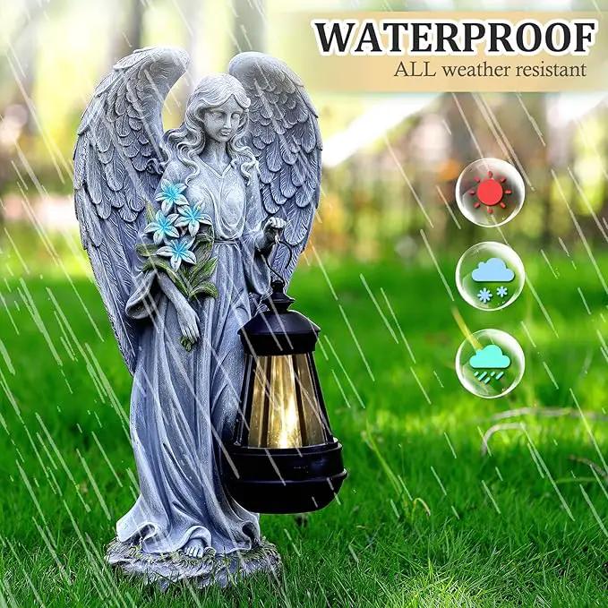 Solar Angel Outdoor Garden Decor Statues – 13.2 inches Solar Outdoor Sculptures for Outside Yard Art Patio Balcony Front Lawn Ornaments Gifts for Mom Grandma Women by GreenHaven Gardens