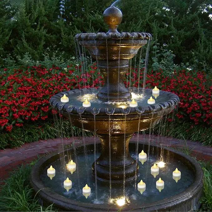 48 Pack Waterproof LED Floating Tea Lights, Flameless Flickering Battery Operated Outdoor Tealight Candles, White Water LED Votive Candles Bulk for Wedding Centerpiece Vase Halloween Decorations by GreenHaven Gardens