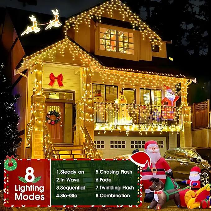 Hezbjiti 2Pack Total 800LED Ice Lights 32.8FT Christmas Lights String Lights Outdoor Decoration 8 Modes 75 Drops Fairy Lights for Eaves Party Yard Garden Xmas Decor by GreenHaven Gardens
