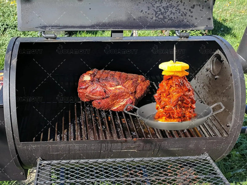 BBQ Vertical Skewer Pan Gyro Spit Stand for oven, Al Pastor Shawarma Skewer for Grill, El Pastor Hack for Tacos Al Pastor Chicken, Brazilian, Stainless Steel, with 8",10" and 12" stick by GreenHaven Gardens