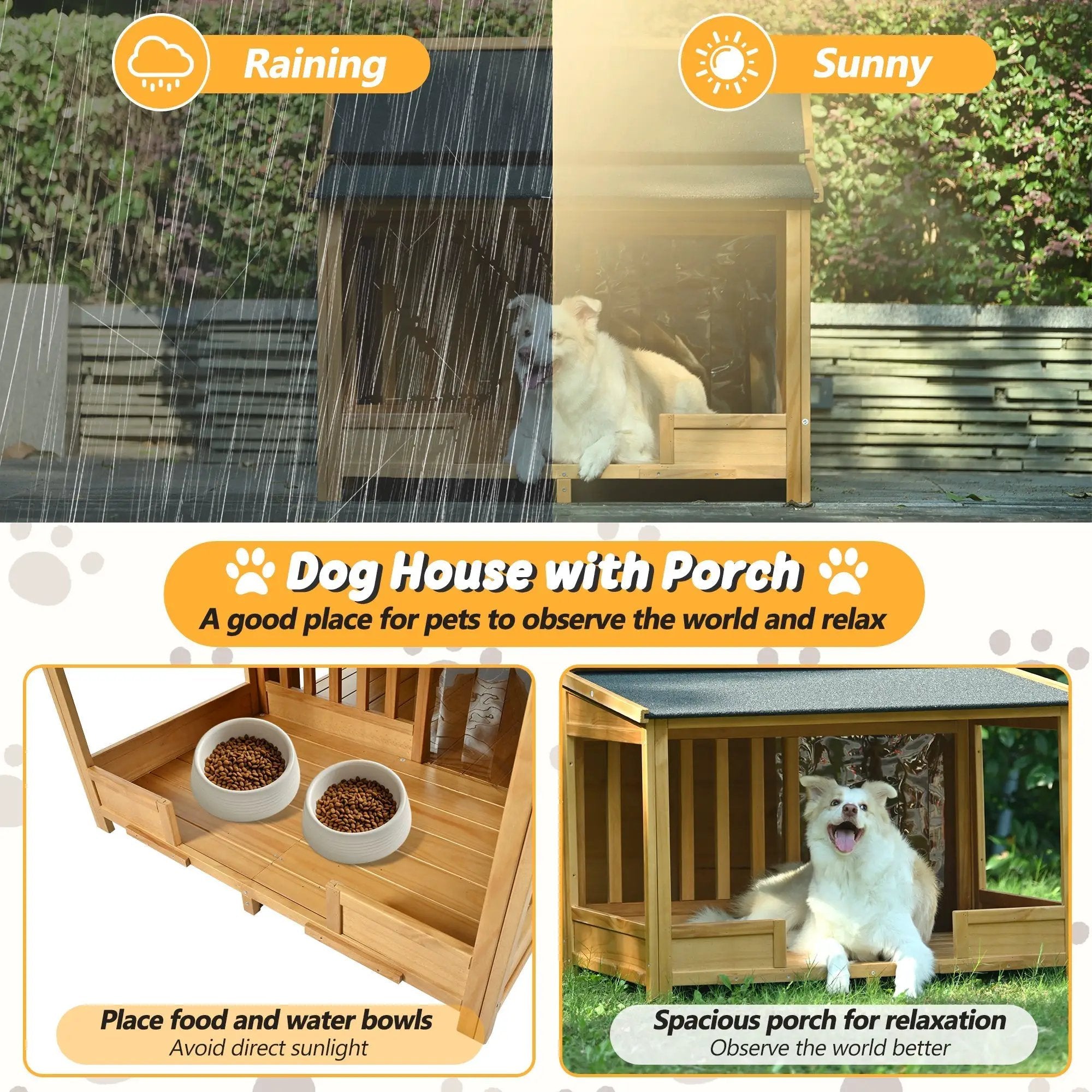 60.2 Inch Large Outdoor Dog House with Insulated Liner by HouseOfZazla