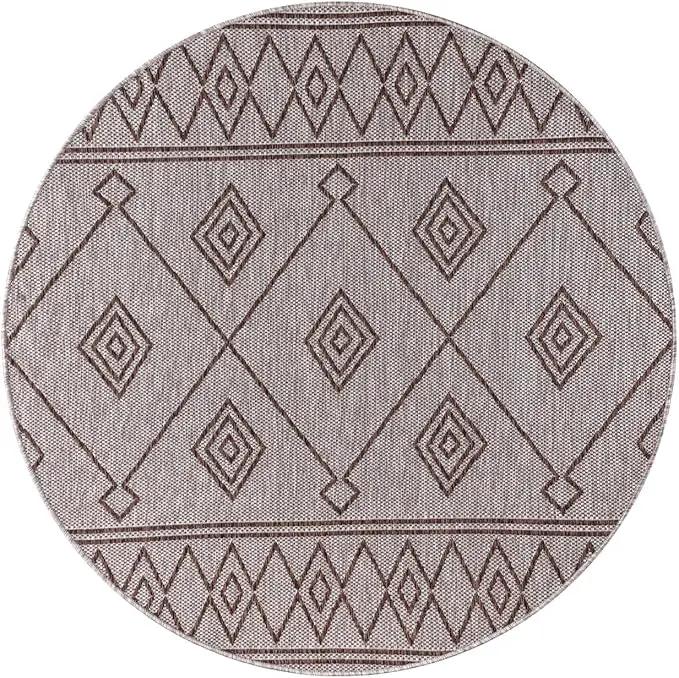 Keen Home Design Terrace Outdoor Round Rug - 5ft Round Washable Indoor/Outdoor Rug for Patio, Kitchen, Balcony, Beach, Garden, Deck and Porch, Size: 5'3" Round by GreenHaven Gardens