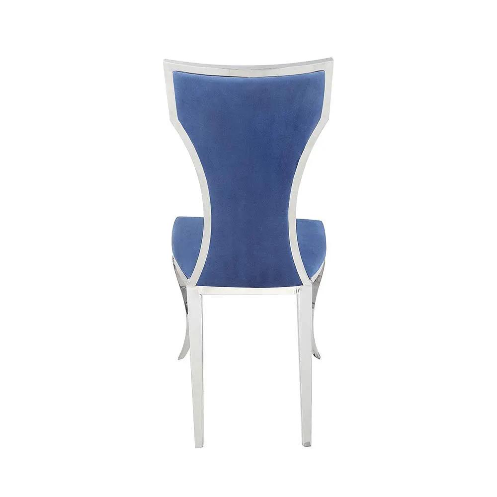 Azriel - Side Chair (Set of 2) - Blue Velvet & Mirroed Silver by Unique Piece Furniture