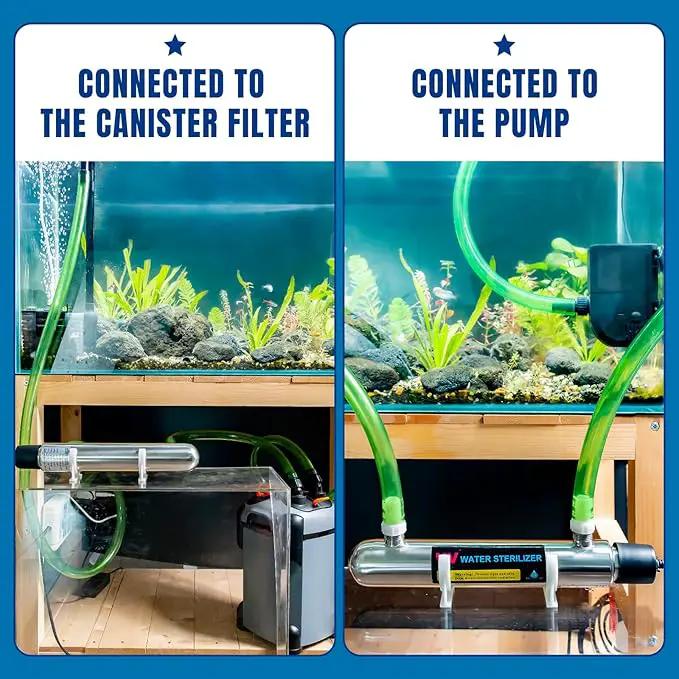 12W Inline UV Light Clarifier for Koi Pond Aquarium Algae Control Cold Plunge UV Light Stainless Steel Ultraviolet Green Killing Machine Algae Remover by GreenHaven Gardens