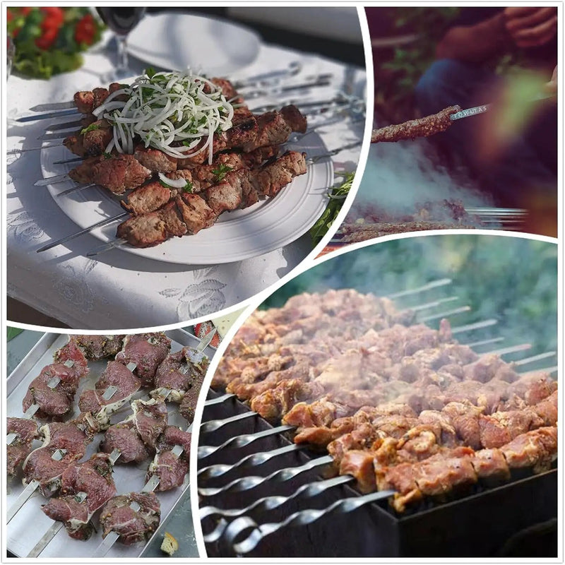 Large Metal Skewers For Grilling Shish Kebab Sticks 22 inch Skewers For Kabobs Flat Barbecue Skewer Stainless Steel Grill Stick for Meat, Chicken, Shrimp, Fruit, Vegetables(12PCS) by GreenHaven Gardens