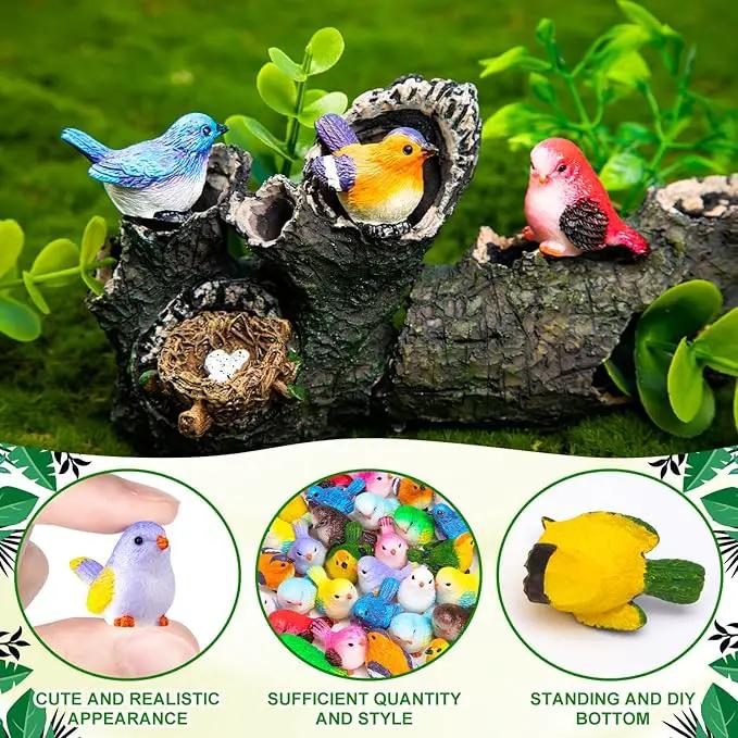 36PCS Miniature Cute Bird Decorative Figurines - Dollhouse Accessories, Mini Resin Birds Toy for Garden Crafts, Micro Landscape Home Meetings Decoration, Cake Topper (11 Styles) by GreenHaven Gardens