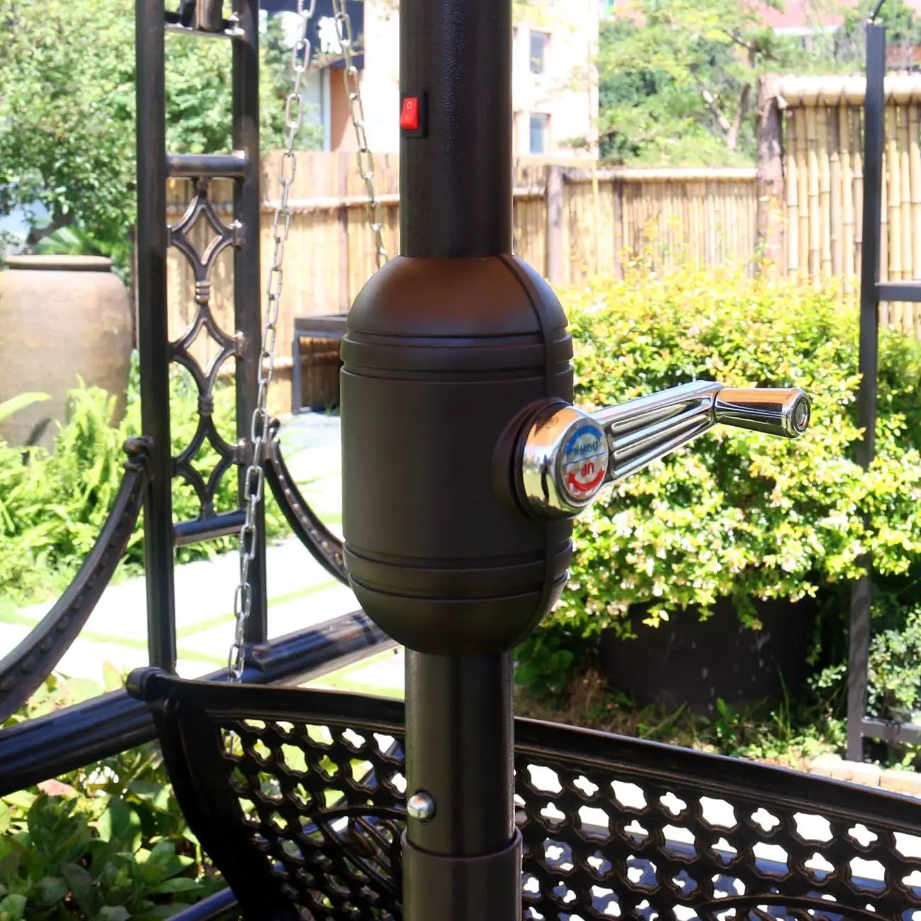 Sunnyglade 9' Solar LED Lighted Patio Umbrella with 8 Ribs/Tilt Adjustment and Crank Lift System (Dark Green) by GreenHaven Gardens
