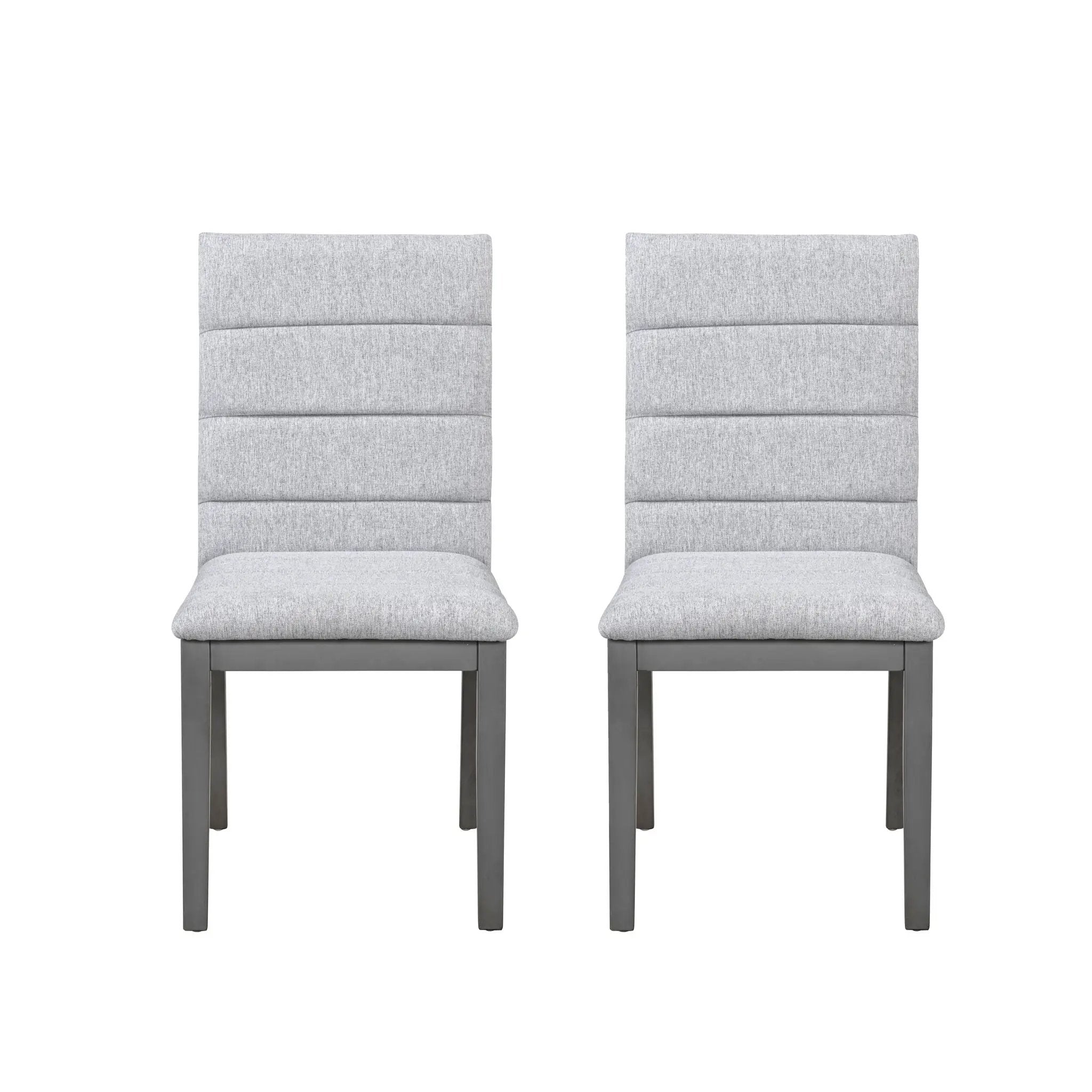 Tufted Upholstery Modern Dining Chairs (Set of 2) Sleek Comfort With Rubber Wood Frame - Gray / Oak by Unique Piece Furniture