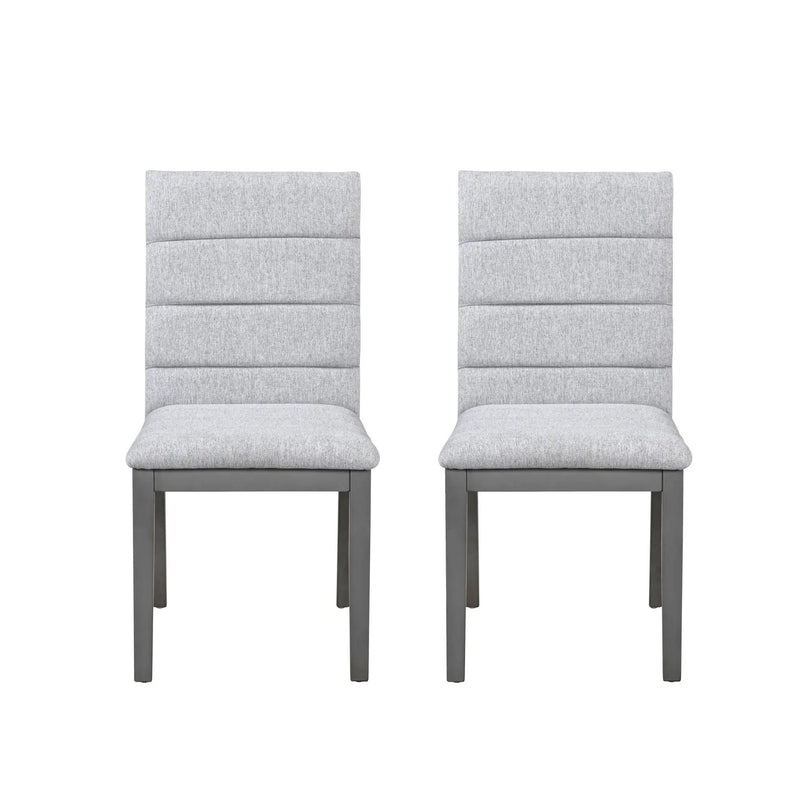 Tufted Upholstery Modern Dining Chairs (Set of 2) Sleek Comfort With Rubber Wood Frame - Gray / Oak by HouseOfZazla