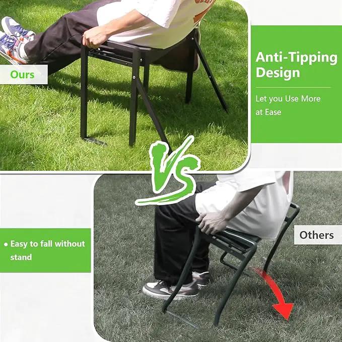 seasky Foldable Garden Kneeling and Seat, Anti-Tipping Garden Stool Widened Thick Soft Kneeling Pad，Heavy Duty Gardening Stool with Garden Tool Bag, Gardening Gift for Women(Without Gloves) by GreenHaven Gardens