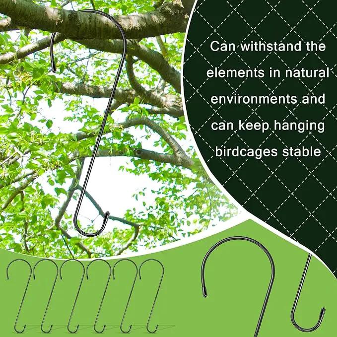 6 Pack 16 Inch Extra Large S Hooks for Hanging Plants, Rust-Proof Heavy Duty Tree Branch Hook Plant Hooks Outdoor for Hanging Bird Feeder,Patio,Indoor Uses by GreenHaven Gardens