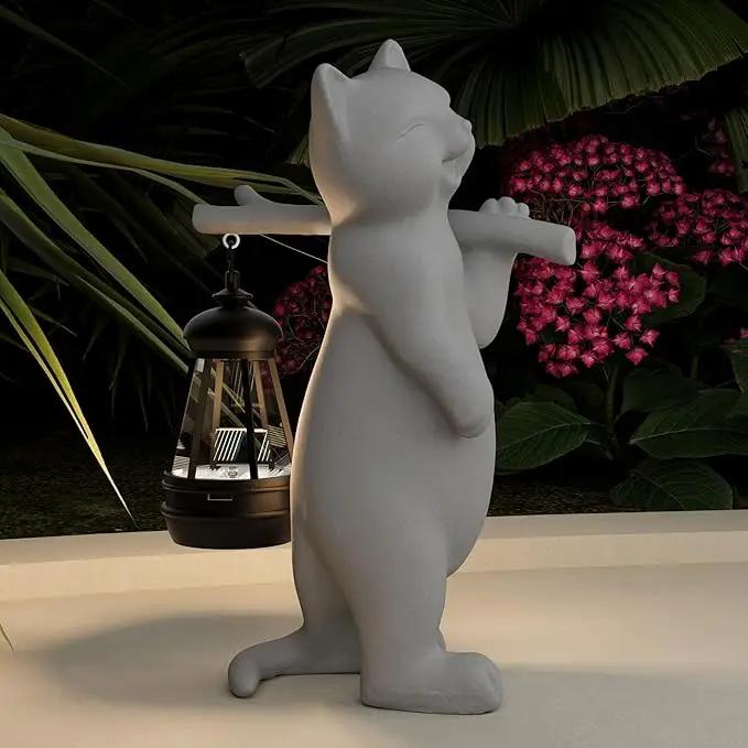 Solar Powered Garden Resin Statue Lights, 10 Inch Waterproof Outdoor Animal Cute Cat Figurine Lights, Suitable for Patios, Balconies, Lawns, Courtyards, Etc (Walking) by GreenHaven Gardens