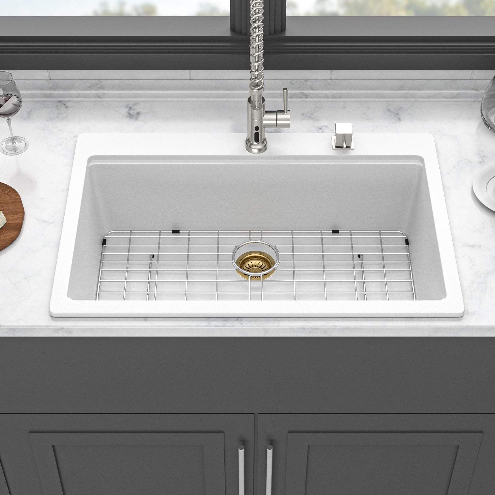 Granite Composite Quartz Kitchen Sink With Workstation Features And Drop In Design by HouseOfZazla