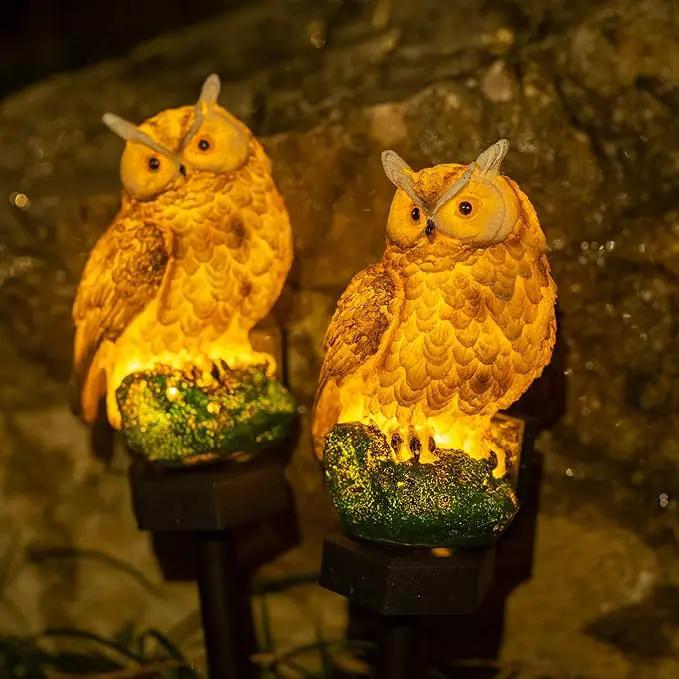 Dazzle Bright 1 Pack Owl Figure Solar LED Lights, Resin Garden Waterproof Decorations with Stake for Outdoor Yard Pathway Outside Patio Lawn Decor to Scare Birds Away, Gifts for Women, Owl Lovers by GreenHaven Gardens