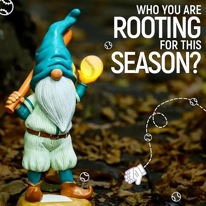 Baseball Garden Gnome with Solar Light Ball, Funny Gnomes 11.8" for Yard Decorations Outdoor, Garden Statues Outdoor Clearance, Solar Garden Statues by GreenHaven Gardens