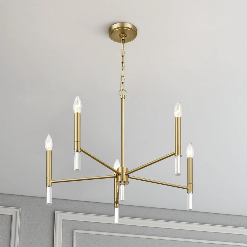Courtyard - 5 Light Candle Chandelier - Clear / Gold by Unique Piece Furniture
