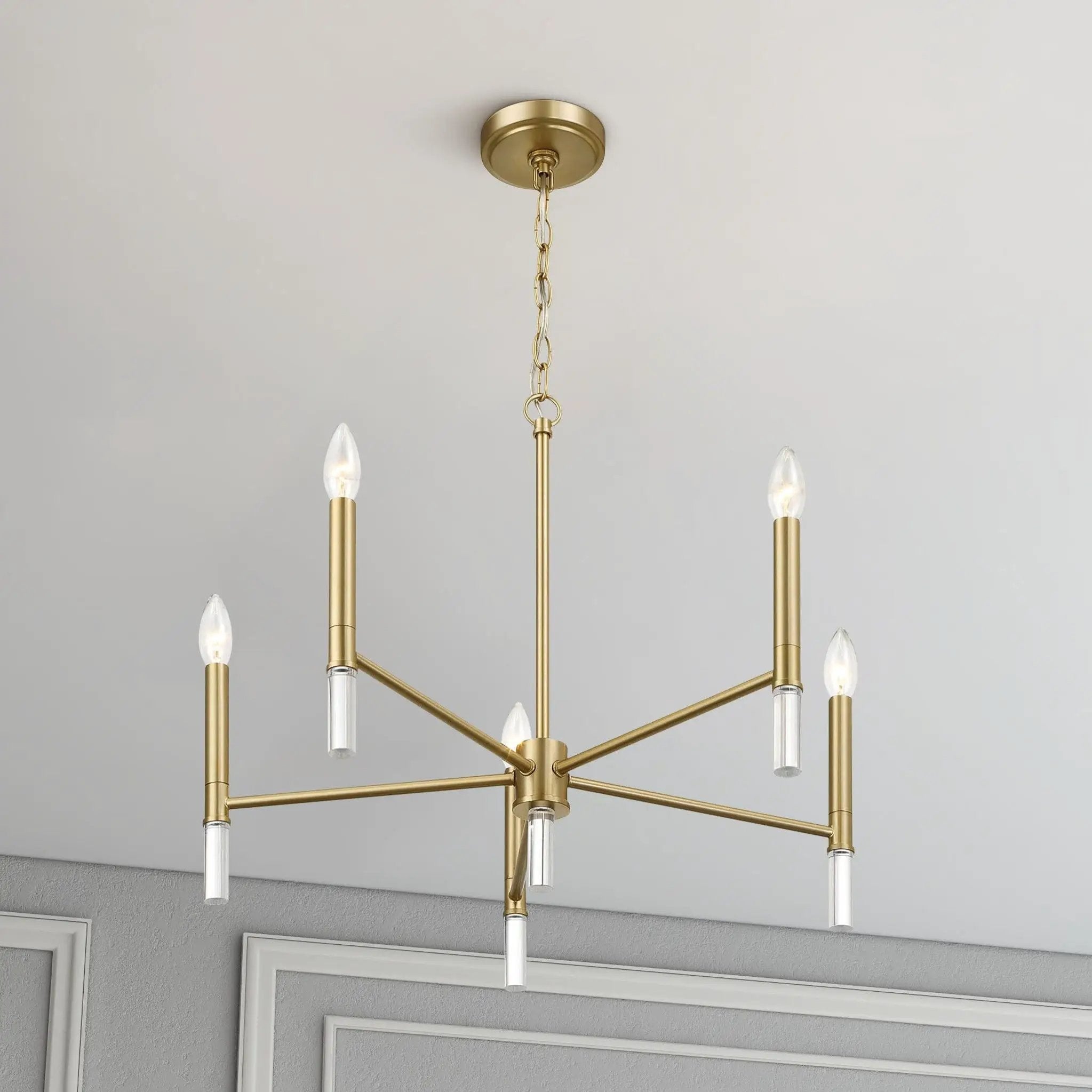 Courtyard - 5 Light Candle Chandelier - Clear / Gold by HouseOfZazla