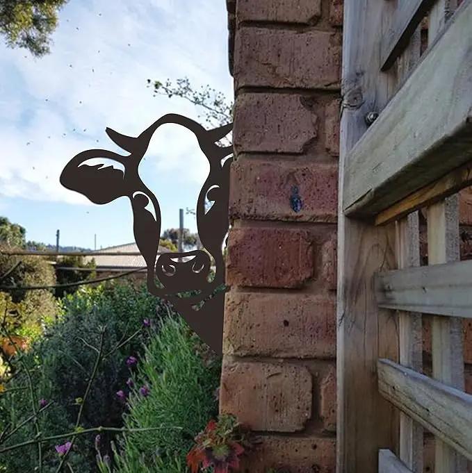 Cow Metal Art Farm Garden Decor Garden Fence Decoration Outdoor Decoration for Farmhouse Yard Lawn by GreenHaven Gardens