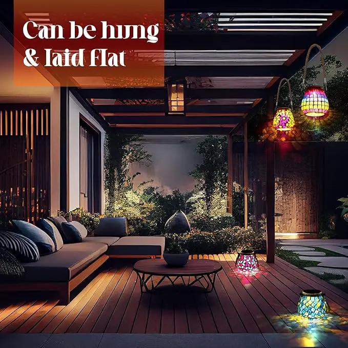 4 Pack Mosaic Solar Lights Outdoor Hanging Lanterns Waterproof Mosaic Lamp Decorative Solar Lanterns Night Lights for Garden, Patio, Yard, Holiday Party Decoration, 4 Pattern by GreenHaven Gardens