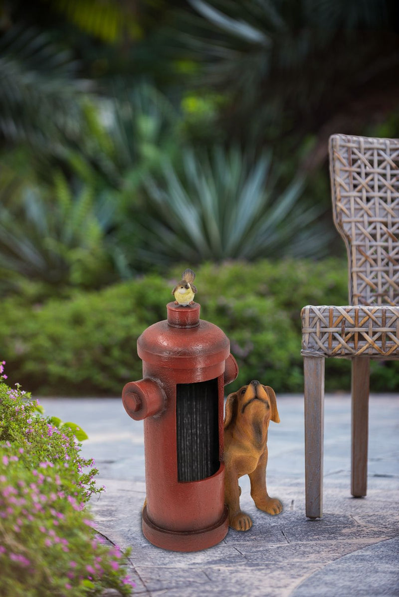 Red Fire Hydrant Water Fountain with Dog and Bird Accents - Red, photo 5 of 7
