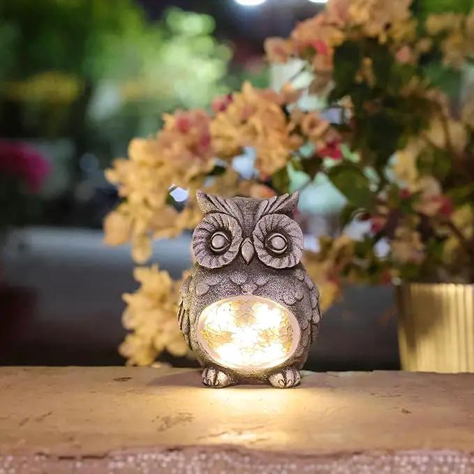 Solar Owl Garden Statues Outdoor Decor Resin Owl Figurine with Solar Light for Patio,Balcony,Yard,Lawn Ornament,Perfect Garden Gift by GreenHaven Gardens