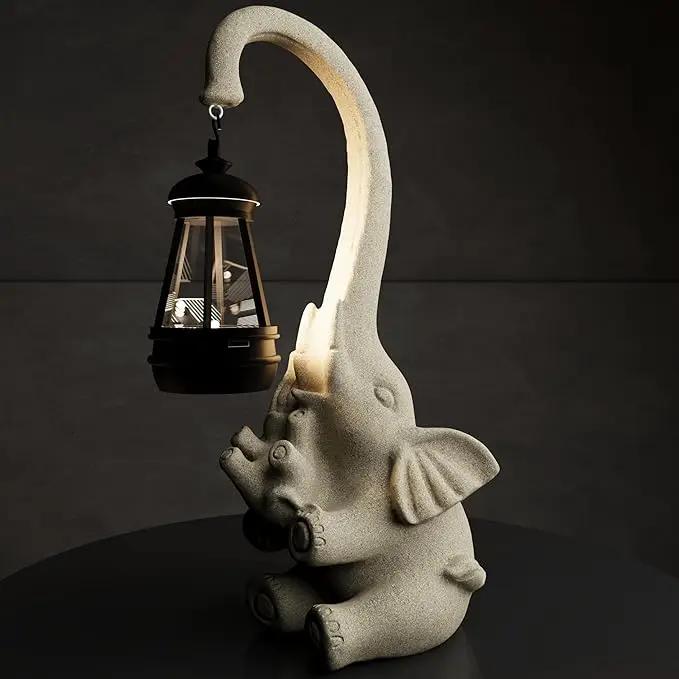 Solar Powered Outdoor Figurine Lights, 10 Inch Waterproof Animal Elephant Statue Light, Suitable for Decorations for Patio, Balcony, Lawn, Courtyard, Etc.(Chest) by GreenHaven Gardens