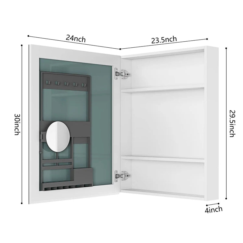 24'' W x 30'' H Surface Frameless Mirror Medicine Cabinet by HouseOfZazla