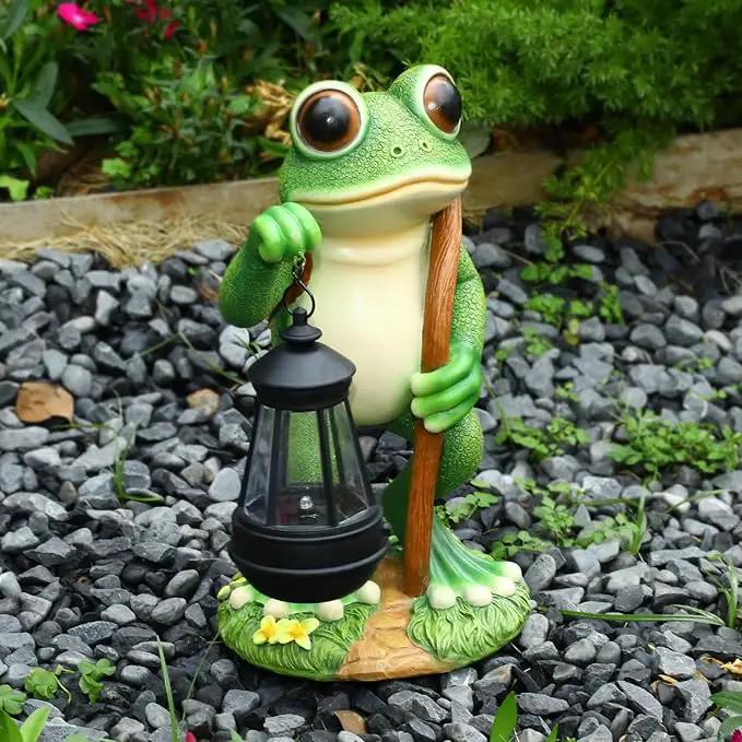 Garden Statue Frog Outdoor Decor, Solar Patio Resin Garden Decor for Outside Yard Decorations Gift for Women, Mom, Grandma by GreenHaven Gardens