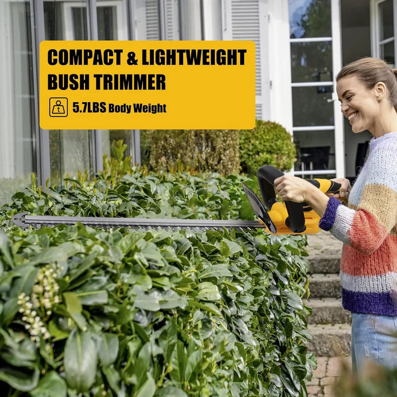 MaxMore Cordless Hedge Trimmer, Compatible with DeWALT 20V Max Battery (Tool Only) Electric Brushless Hedge Shear with 22-Inch Blade & 1500RPM Speed & Safety Lock, Lightweight & Handheld for Lawn Yard by GreenHaven Gardens