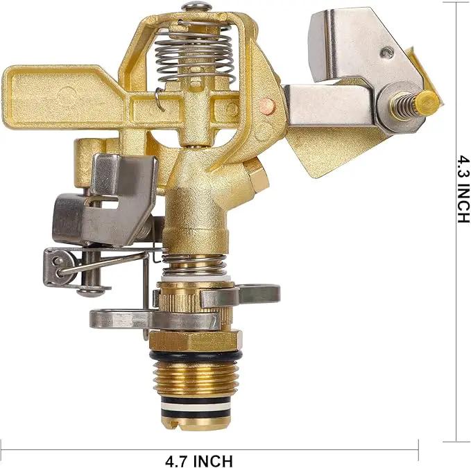 Biswing 1/2 Inch Brass Impact Sprinkler 2 Pack, Heavy Duty Lawn Sprinkler Head with Nozzles, Adjustable 20-360 Degree Large Coverage Pattern, Watering Sprinkler for Grass Patio Garden Irrigation by GreenHaven Gardens