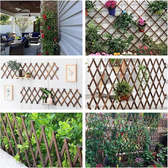 4 PCS Expandable Garden Trellis, 12" x 75" Wooden Lattice Fence Wall Panel Stretchable Decorative Fences Lattice Trellis for Climbing Plants Outdoor Ivy Vine Rose Clematis Garden Patio Room Decor (4) by GreenHaven Gardens