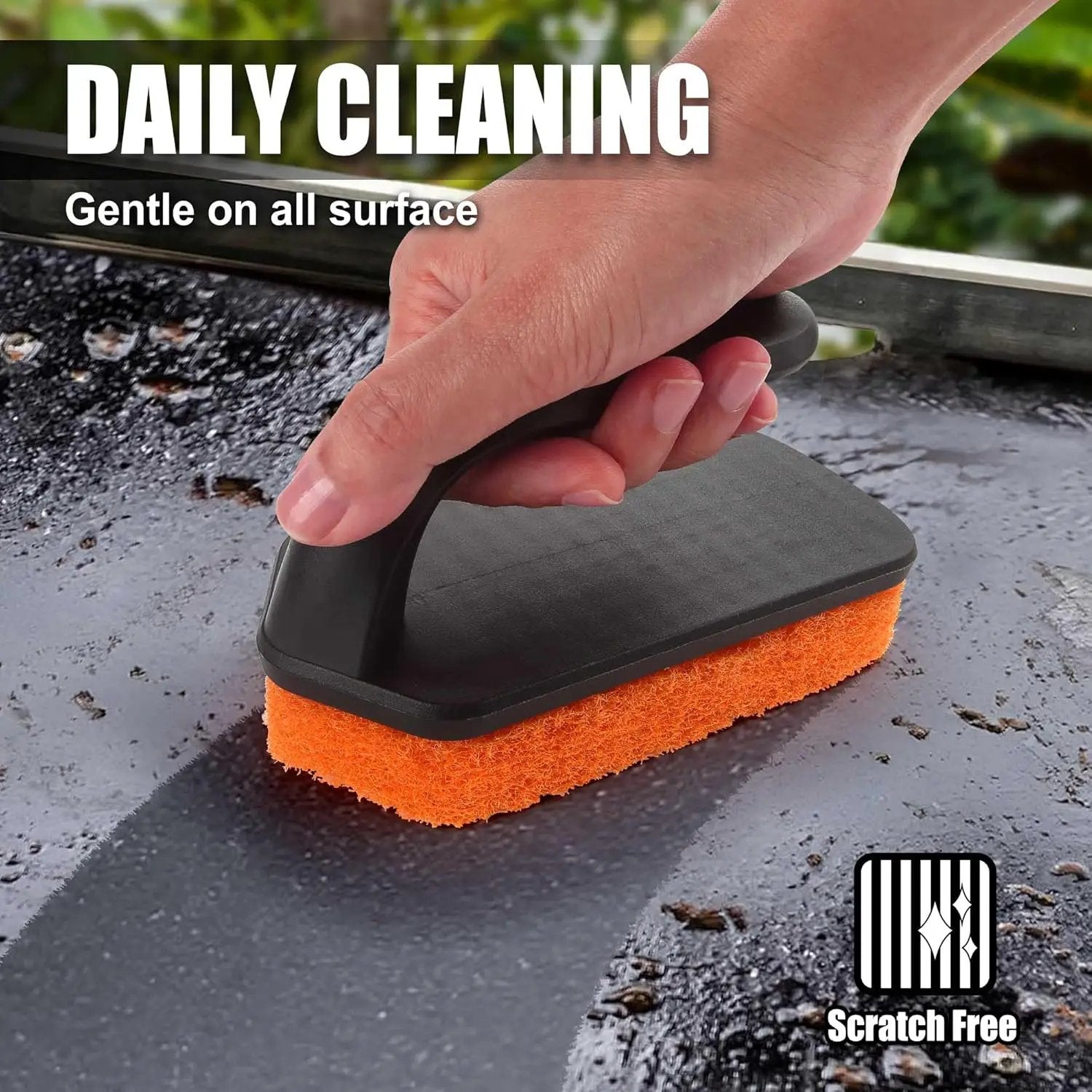 GRILLART Griddle Cleaning Kit for Blackstone, Flat Top Grill Cleaning Kit with Grill Stone, Griddle Scraper, Scouring Pad and Handles, Multifunctional Griddle Accessories for Rusty Grills, Orange by GreenHaven Gardens