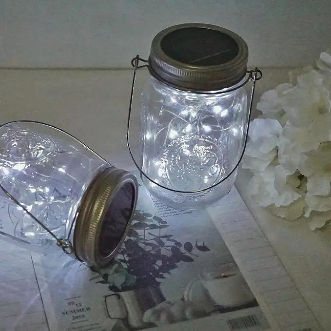 Decorman Solar Mason Jar Lights, 10 Pack 30 LED Fairy Star Firefly String Lids Lights with 10 Hangers for Patio Yard Garden Party Wedding Christmas Decoration(Jars Not Included) (10 Pack, Cool White) by GreenHaven Gardens