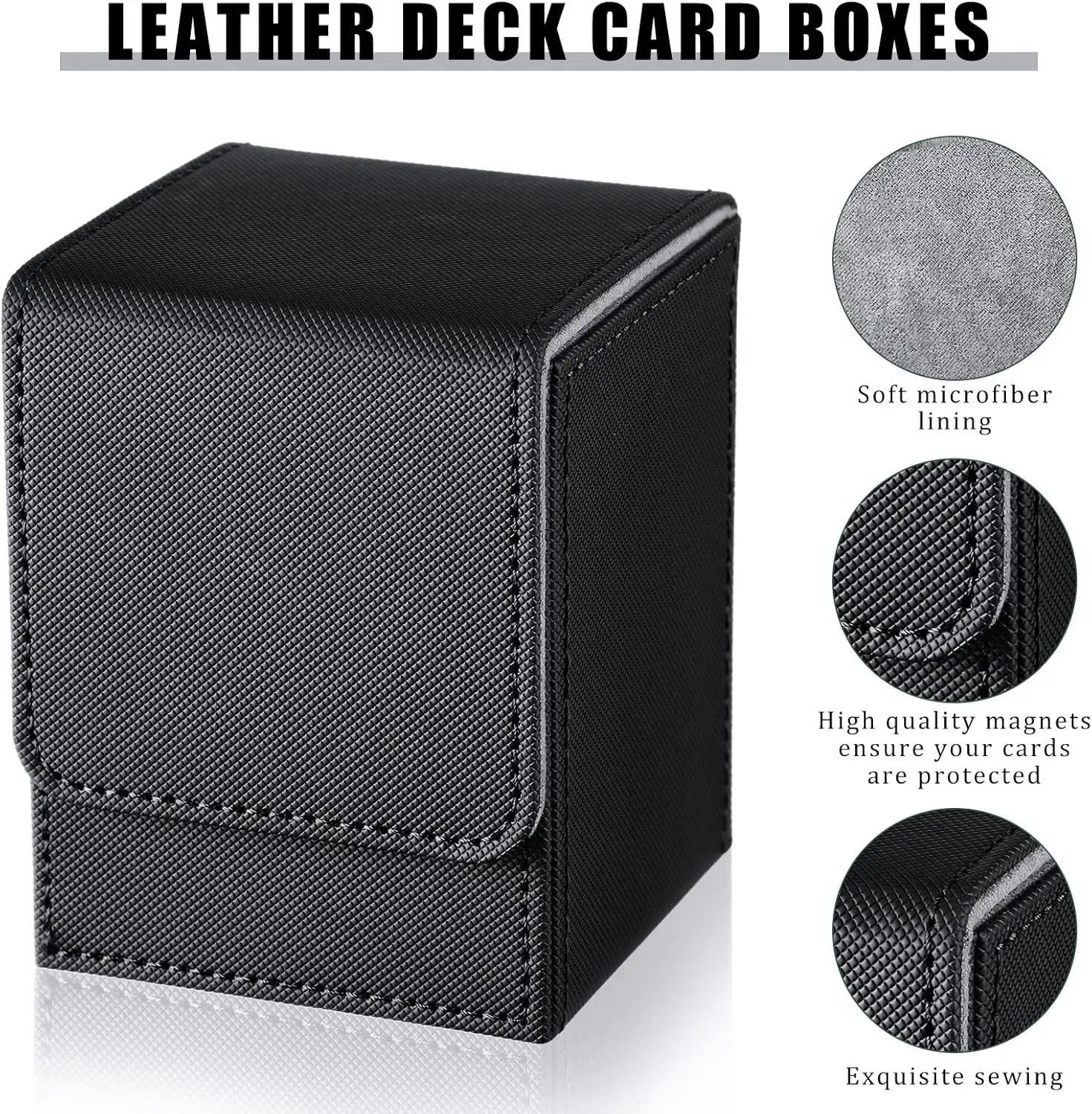 Yookeer 4 Pieces Leather Deck Card Boxes Cards Deck Game Box for Collectible Playing Card Box Compatible with MTG Commander(Black, White, Red, Green,Vertical) by GreenHaven Gardens