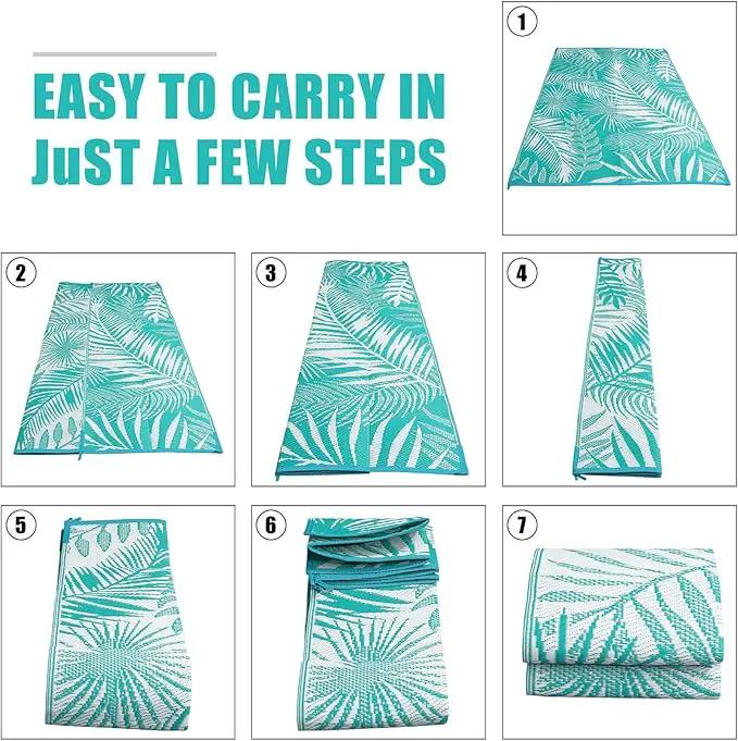 HiiARug Outdoor Rug 6x9Ft Waterproof for Patios Clearance, Reversible Plastic Straw Patio Mat Large Area Rugs RV Mats for Outside Trailers Campers Porch Deck Beach Backyard by GreenHaven Gardens