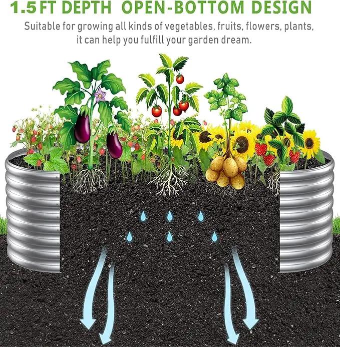 BTDVR 2 PCS 9 in 1 Tall 8×2×1.5ft Galvanized Raised Garden Bed Outdoor, Metal Raised Beds for Vegetables, Above Ground Garden Box for Flower, Steel Garden Bed for Gardening by GreenHaven Gardens