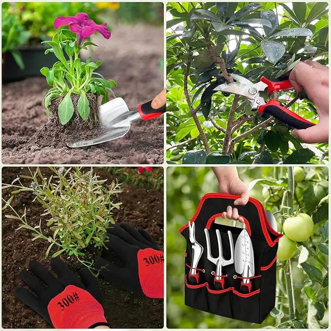 Gardening Tool Set, 8 Pieces Aluminum Heavy Duty Gardening Kit with Ergonomic Handles, Gardening Bag, Ideal Gardening Tool Set - Gifts for Men and Women by GreenHaven Gardens