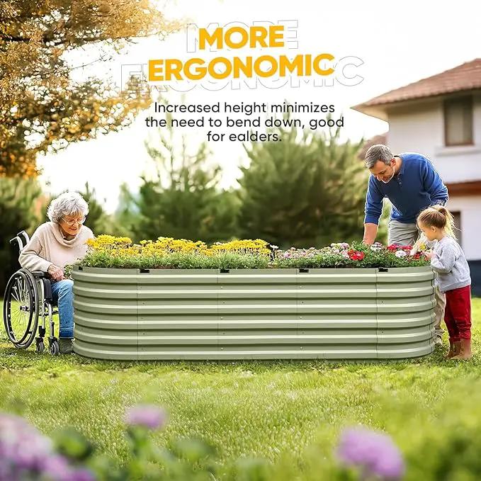 KING BIRD Raised Garden Bed Kit 2025 Upgraded Quick-Setup Galvanized Planter Garden Box Outdoor for Gardening, Vegetables, Flowers, 94x36x23 in, Olive Green by GreenHaven Gardens